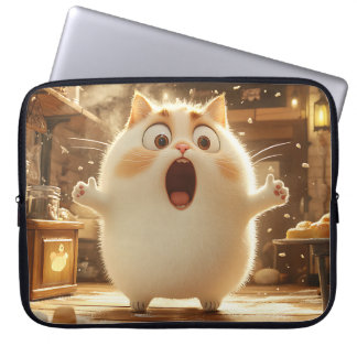 FUNNY SURPRISED FAT KITTY CAT LAPTOP SLEEVE