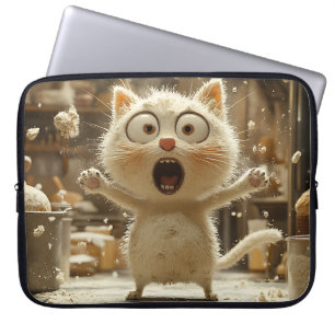 FUNNY SURPRISED FAT KITTY CAT LAPTOP SLEEVE