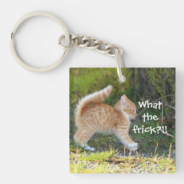 Funny Surprised Ginger Kitten. What the frick? Key Ring (Front)