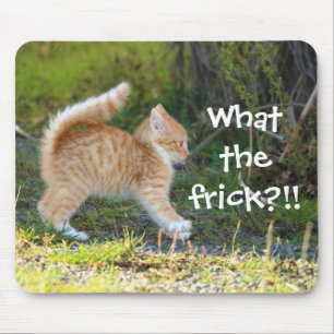 Funny Surprised Ginger Kitten. What the frick? Mouse Pad