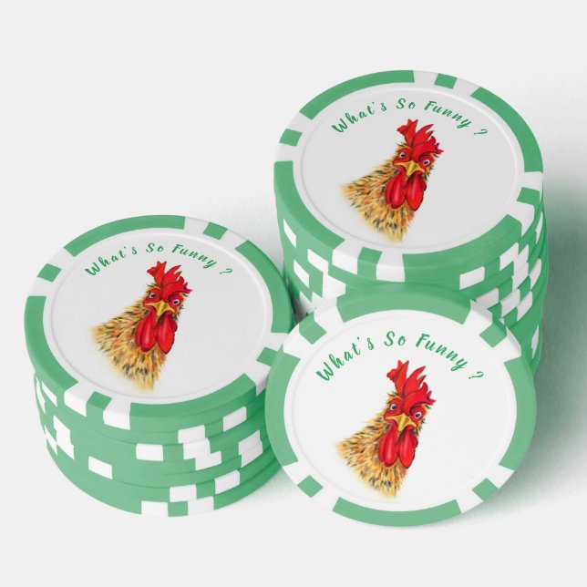 Funny Surprised Rooster Poker Chips - Custom Text (Stack)