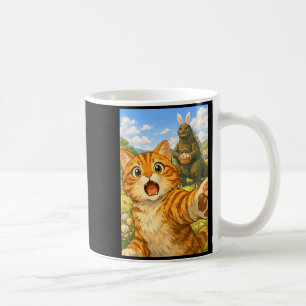 Funny Surprised Scared Cat Selfie with Easter Coffee Mug