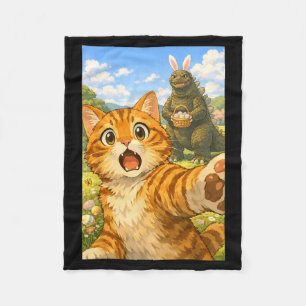 Funny Surprised Scared Cat Selfie with Easter Fleece Blanket