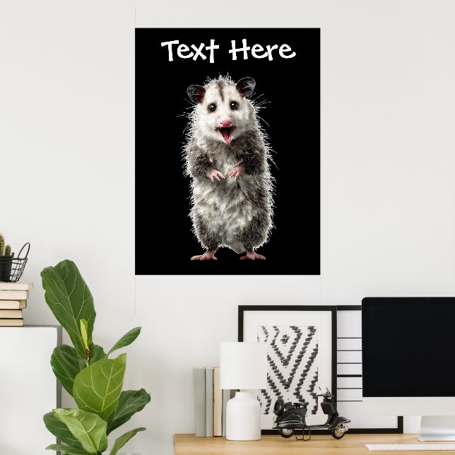 Funny Surprised Shocked Opossum Poster (Home Office)
