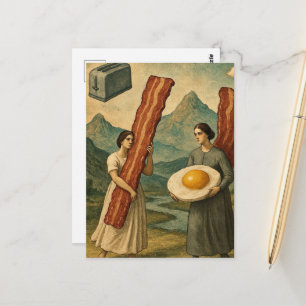 Funny Surreal Breakfast Women Bacon and Eggs Postcard