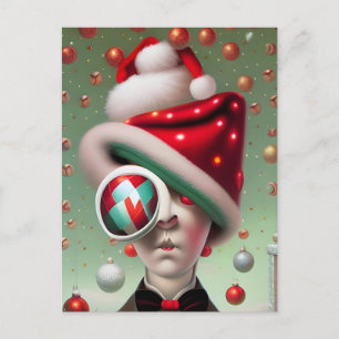 Funny Surreal Santa Hat Character Postcard