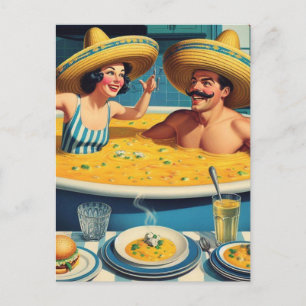 Funny Surreal Soup Hot Tub Postcard