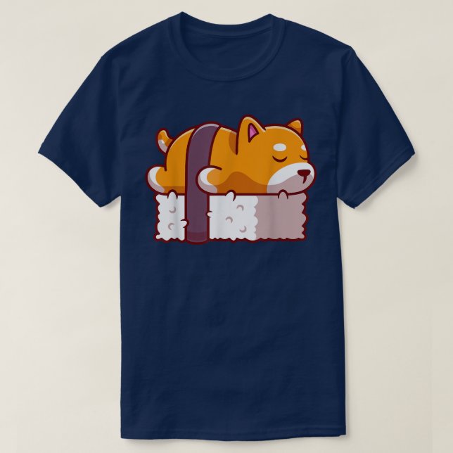 Funny Sushi and Ramen Shiba Inu Kawaii Otaku Anime T-Shirt (Design Front)
