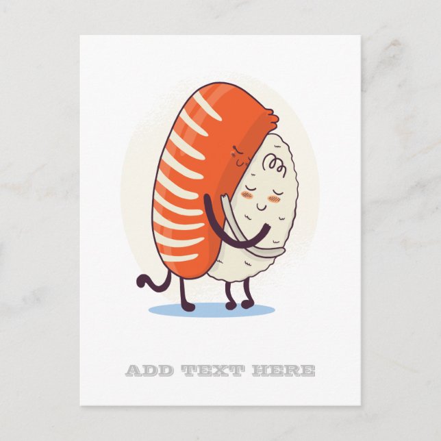 Funny SUSHI HUG Graphic Cartoon Teen Kawaii BFF Postcard (Front)