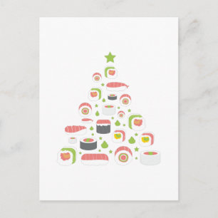 Funny Sushi Lovers Christmas Tree Add Text Postcard