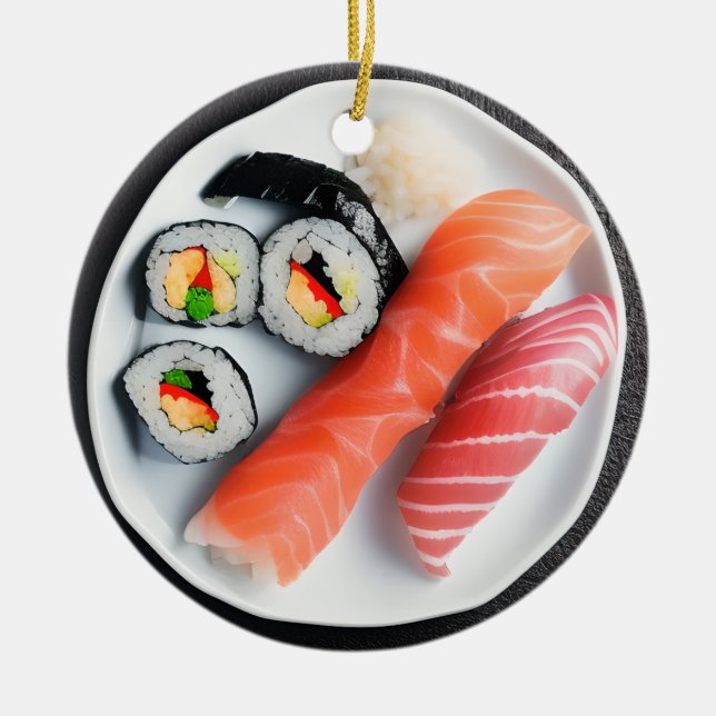 Funny Sushi Pun Christmas  Ceramic Ornament (Front)