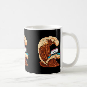 Funny Sushi Surfer Riding Soy Sauce Wave Art  Coffee Mug