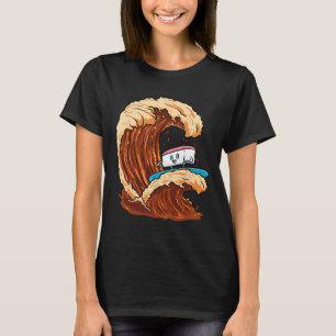 Funny Sushi Surfer Riding Soy Sauce Wave Art T-Shirt