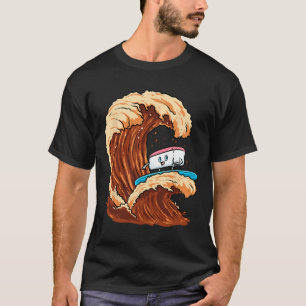 Funny Sushi Surfer Riding Soy Sauce Wave Art T-Shirt