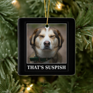 Funny Suspish Dog Meme   Ceramic Ornament