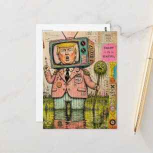 Funny Swamp is Beautiful Mixed Media Collage Postcard