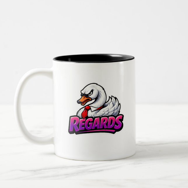 Funny Swan Regards Office Sarcasm Coffee Mug (Left)