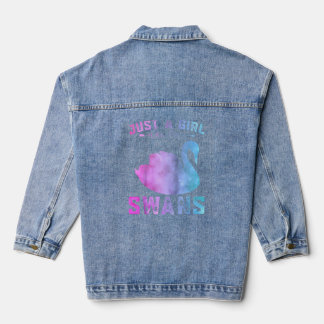 Funny Swans Girls Just A Girl Who Loves Swans Ragl Denim Jacket