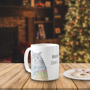 Funny Sweater Cats Eyeing Doughnuts Coffee Mug