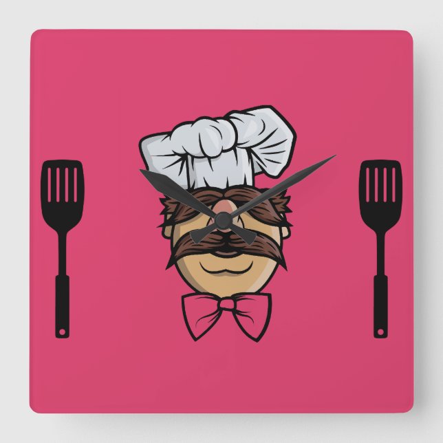 Funny Swedish Chef Square Wall Clock (Front)