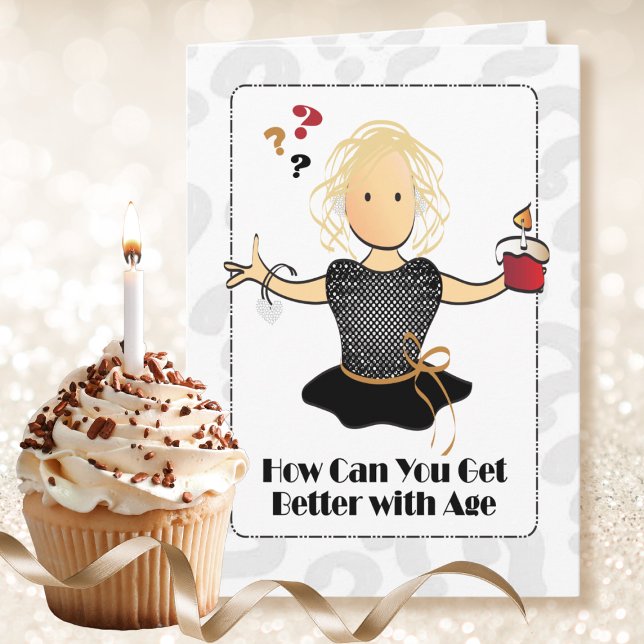 Funny Sweet 60th Birthday Female Cartoon Modern Card (Creator Uploaded)