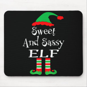 Funny Sweet And Sy Elf Shirt Xmas Family Matching Mouse Pad