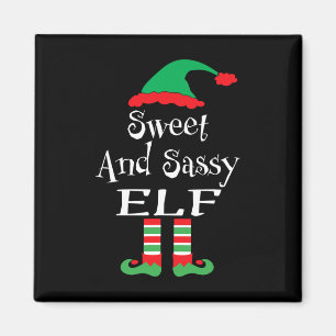 Funny Sweet And Sy Elf Xmas Family Matching Youth Magnet