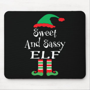 Funny Sweet And Sy Elf Xmas Family Matching Youth Mouse Pad
