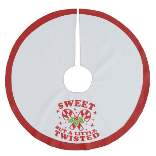 Funny Sweet But Twisted Quote Red Christmas Humor Brushed Polyester Tree Skirt