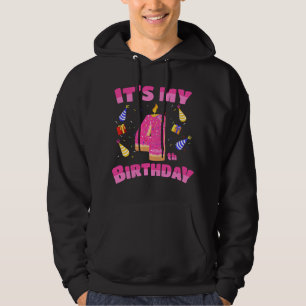 Funny Sweet Donut It's My 4th Birthday 4 Yrs Old G Hoodie