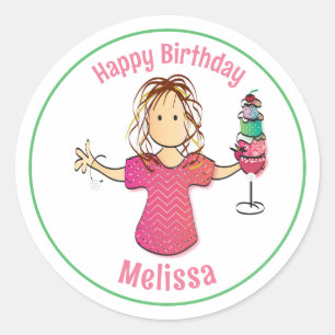Funny Sweet Fun For Her Happy Birthday Gift Classic Round Sticker