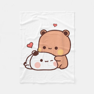 Funny Sweet Kawaii Kp Bear Panda Hugging Couple Lo Fleece Blanket