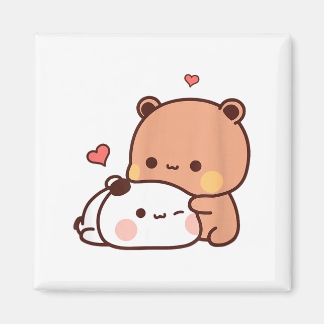 Funny Sweet Kawaii Kp Bear Panda Hugging Couple Lo Magnet (Front)