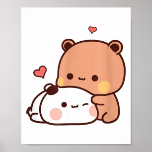 Funny Sweet Kawaii Kp Bear Panda Hugging Couple Lo Poster