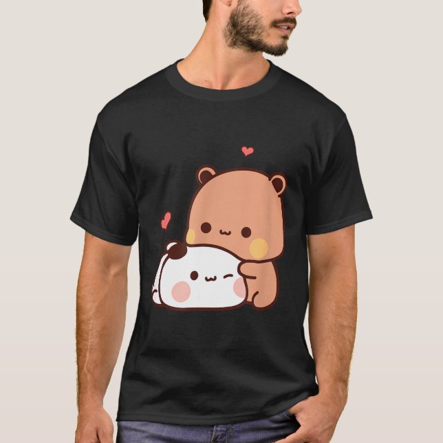 Funny Sweet Kawaii Kp Bear Panda Hugging Couple Lo T-Shirt (Front)