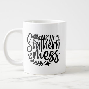 Funny sweet Southern mess word art Large Coffee Mug