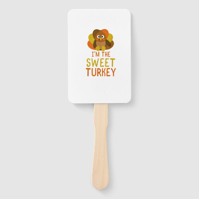 Funny Sweet Turkey Family Matching Thanksgiving  Hand Fan (Front)