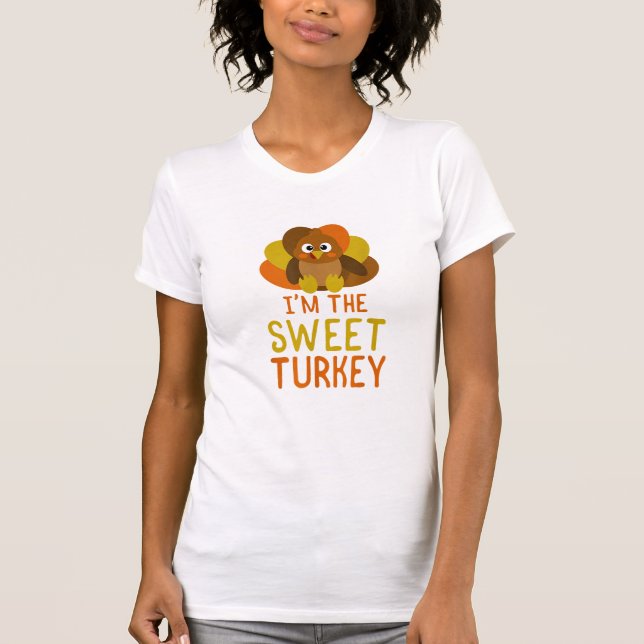 Funny Sweet Turkey Family Matching Thanksgiving  T-Shirt (Front)