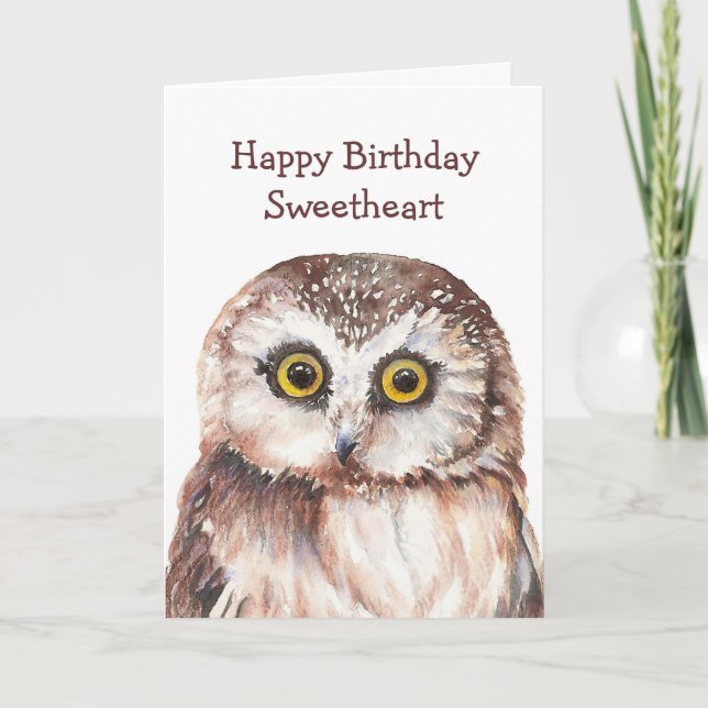 Funny Sweetheart Birthday Cute  Owl  - Card (Front)