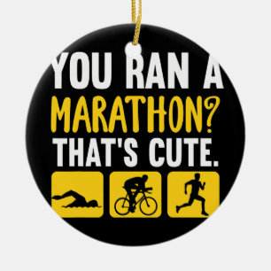 Funny Swim Bike Run Triathlon Men Women Ceramic Ornament