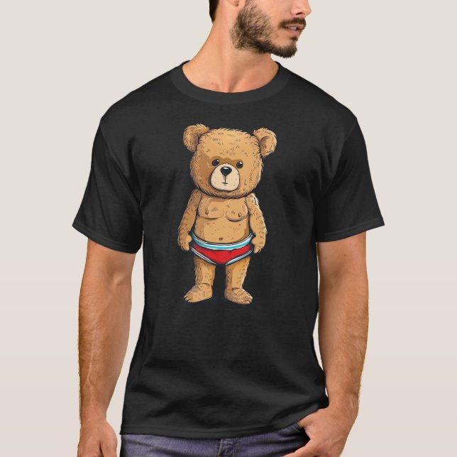 Funny swim Trunks with this Teddy Bear Outfit T-Shirt (Front)