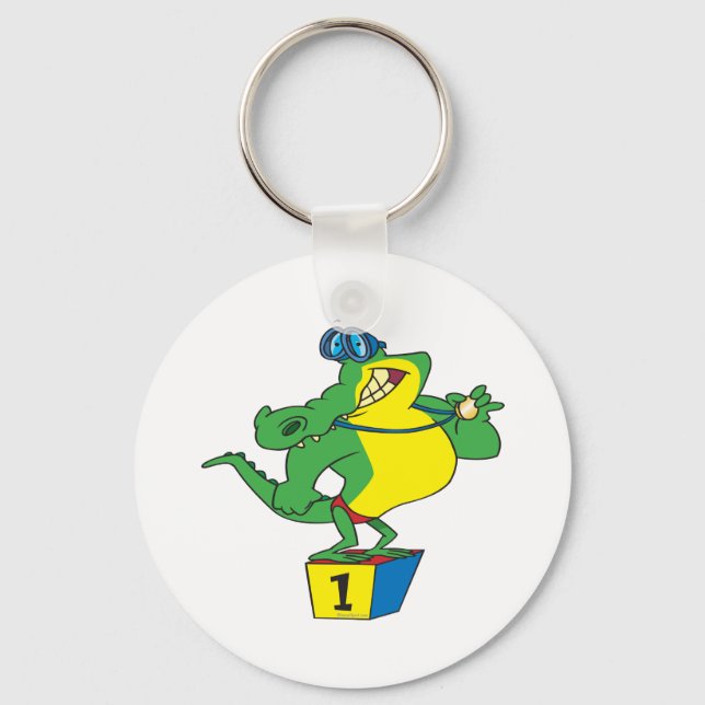 funny swimmer champ alligator crocodile key ring (Front)