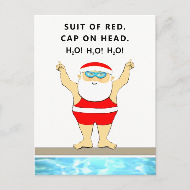 Funny Swimmer Christmas Holiday Postcard (Front)