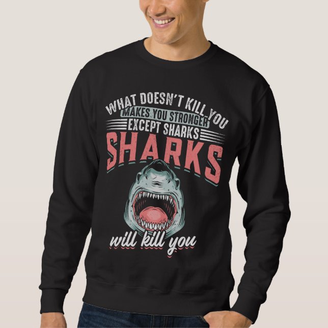 Funny Swimmer Humour Shark Joke Sweatshirt (Front)