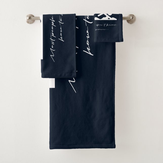 Funny Swimmer Swimming Shark Sarcasm Lover Gift Bath Towel Set (Insitu)
