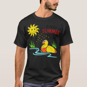 Funny swimming bikini duck in black lab doggie sch T-Shirt