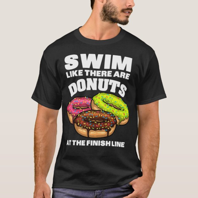 Funny Swimming Doughnut Design Men Women Swimmer d T-Shirt (Front)