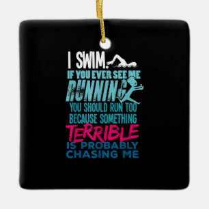Funny Swimming Gift A Swimmer Ceramic Ornament