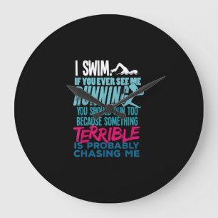 Funny Swimming Gift A Swimmer Large Clock