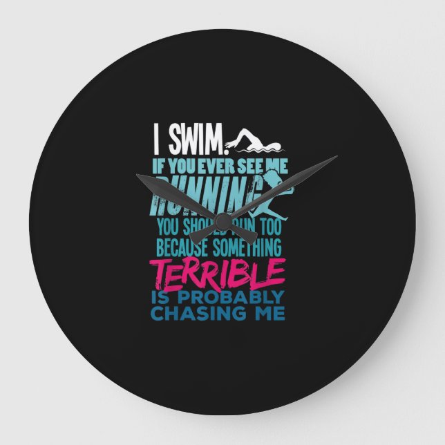 Funny Swimming Gift  A Swimmer Large Clock (Front)